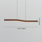 Minimalist Linear LED Pendant with Walnut Wood-Effect Finish