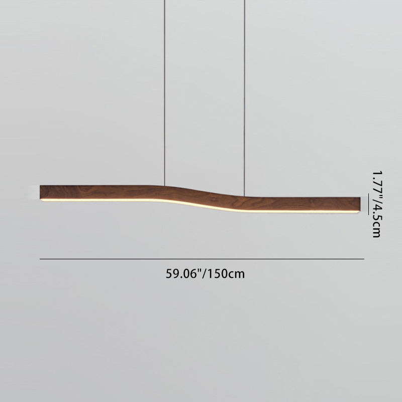 Minimalist Linear LED Pendant with Walnut Wood-Effect Finish