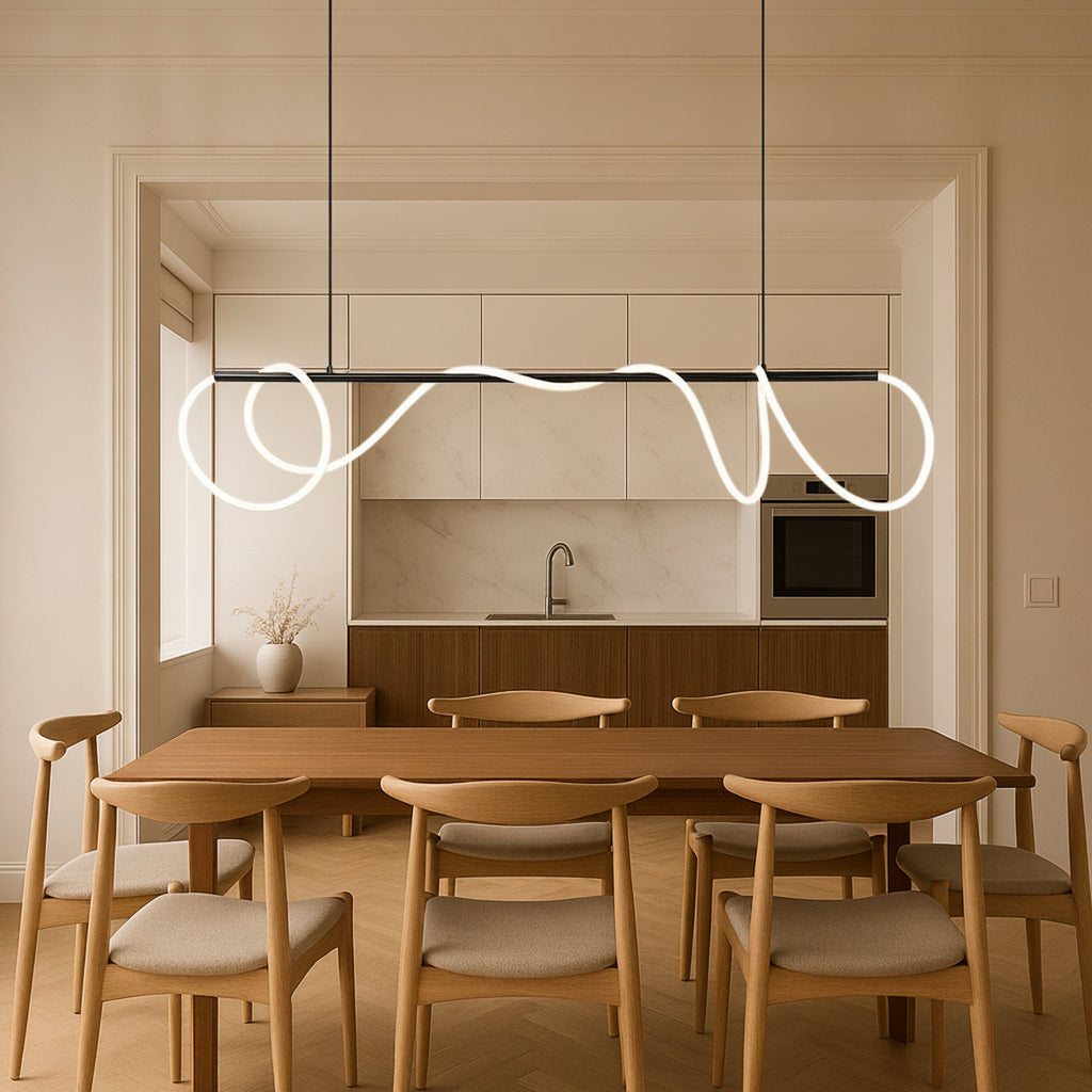 Wavy LED Light Cord Linear Pendant Light, Dimmable