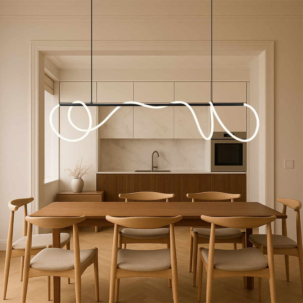Wavy LED Light Cord Linear Pendant Light, Dimmable