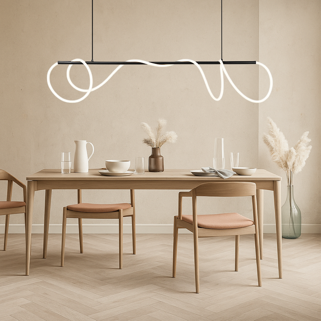Wavy LED Light Cord Linear Pendant Light, Dimmable