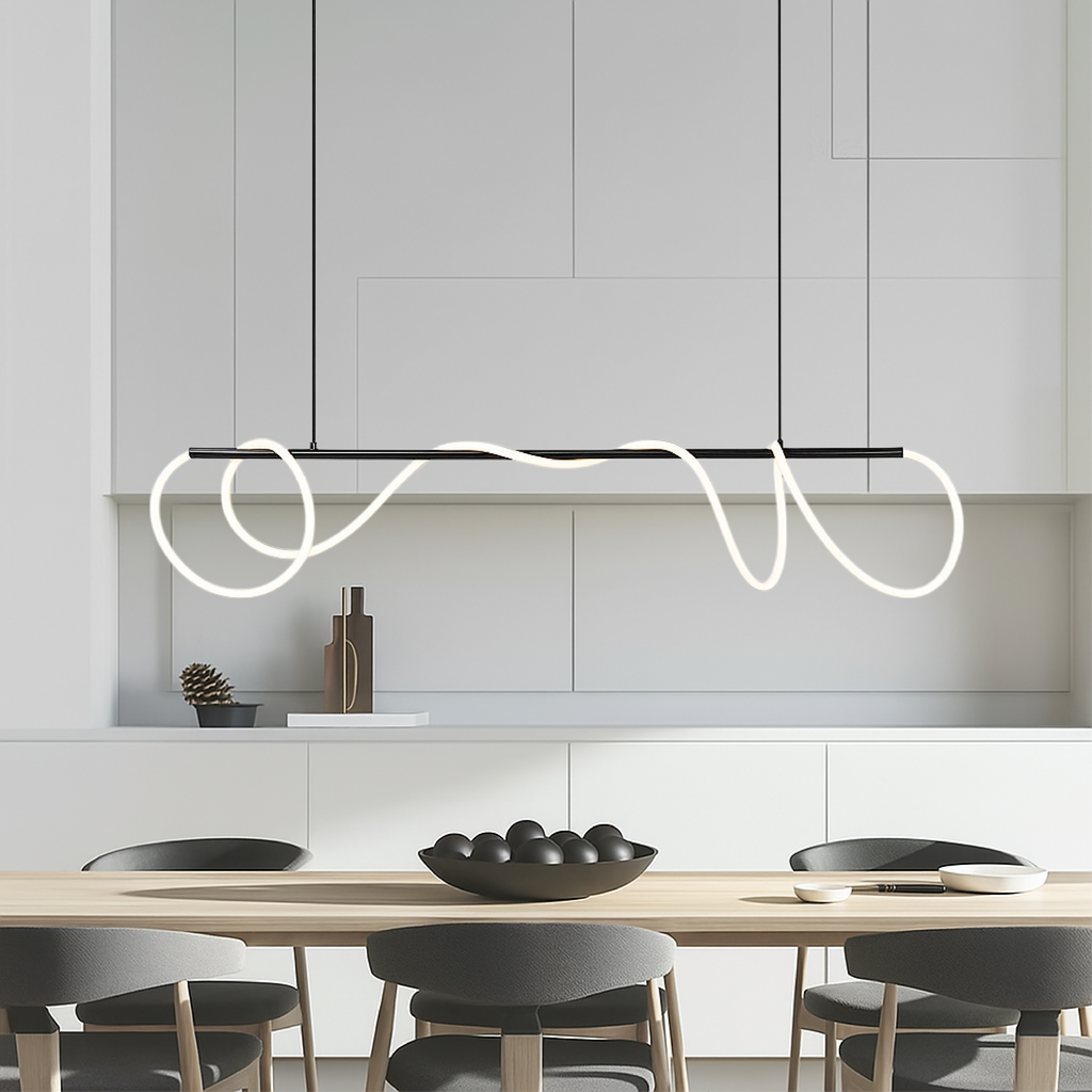 Wavy LED Light Cord Linear Pendant Light, Dimmable