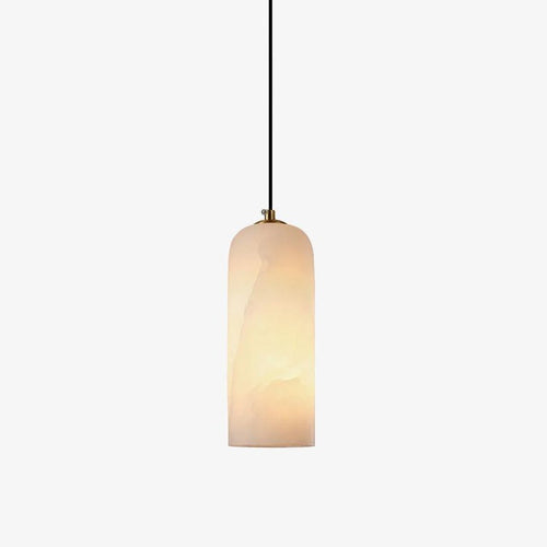 Alabaster Cylinder Pendant Light with Brass Finish