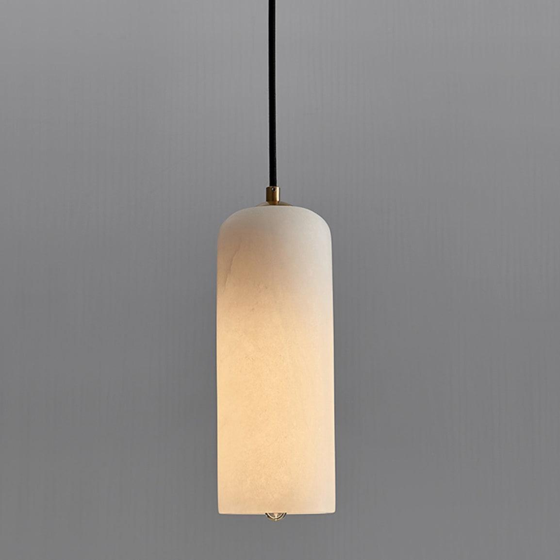 Alabaster Cylinder Pendant Light with Brass Finish