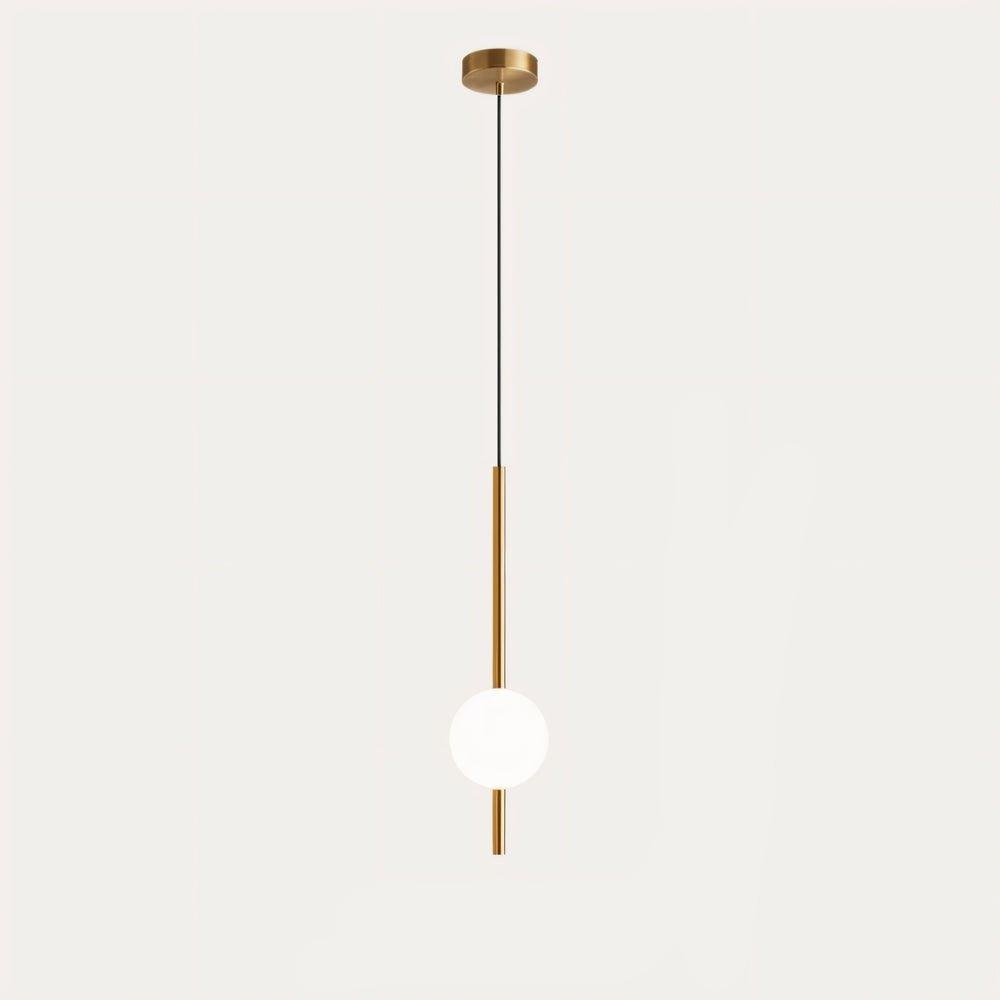 Minimalist Opal Glass Globe Pendant Light, Black or Brass-Effect