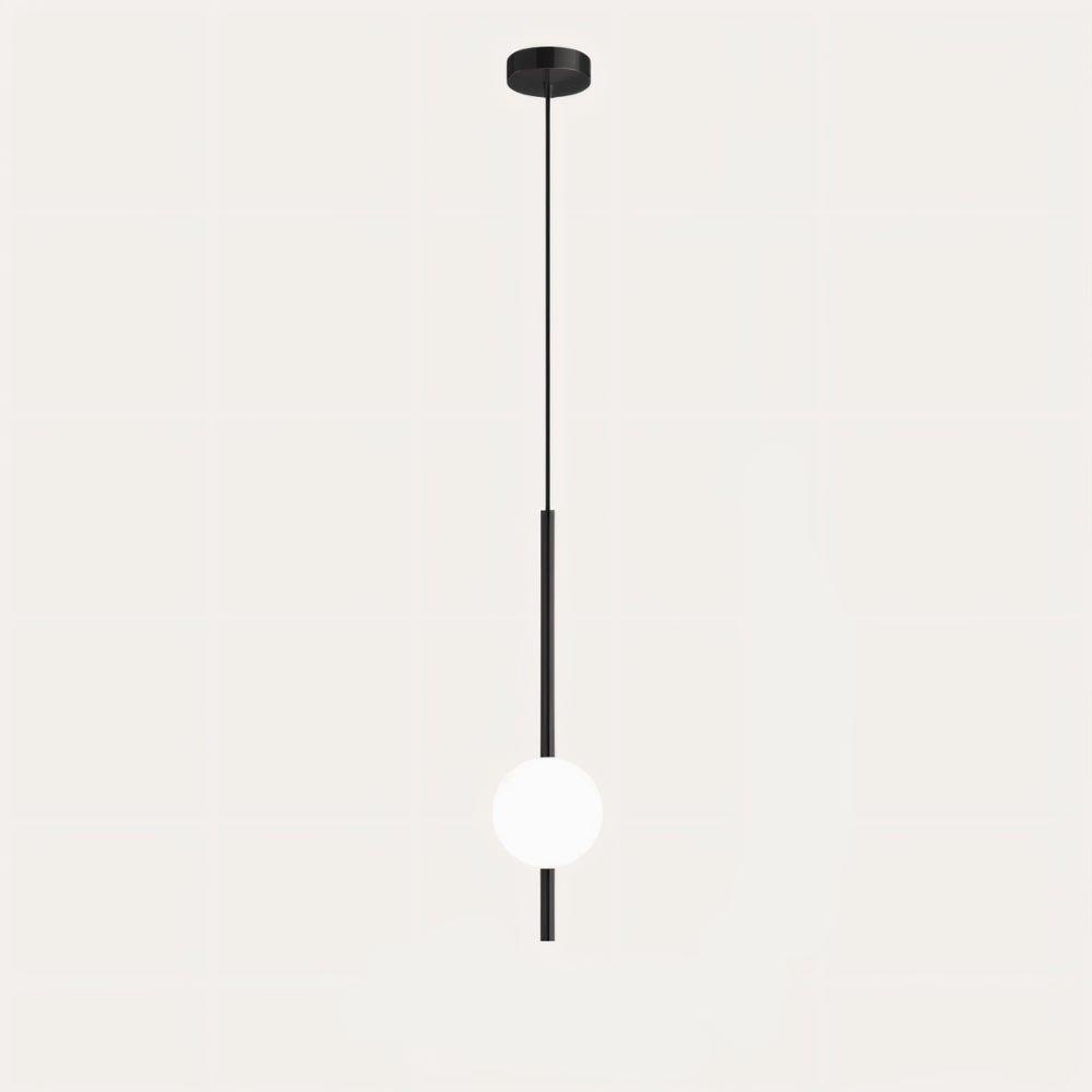 Minimalist Opal Glass Globe Pendant Light, Black or Brass-Effect