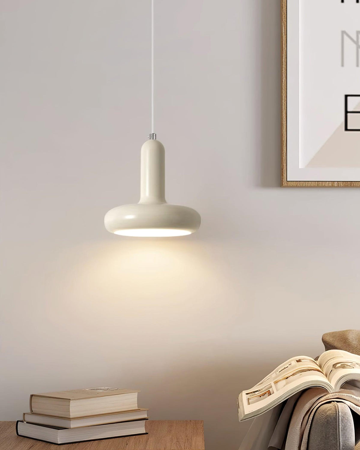 Minimalist Capsule Pendant Light in White Metal