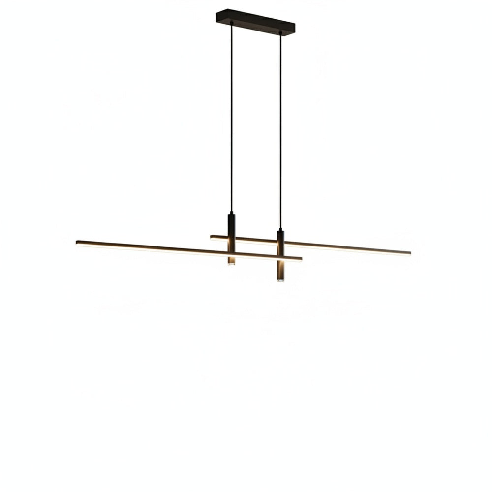 Two Tier Linear LED Pendant Light, Dimmable, Adjustable Drop