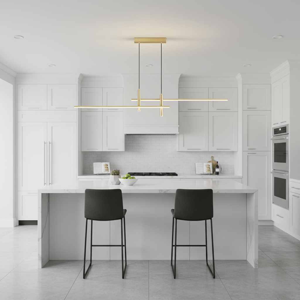 Two Tier Linear LED Pendant Light, Dimmable, Adjustable Drop