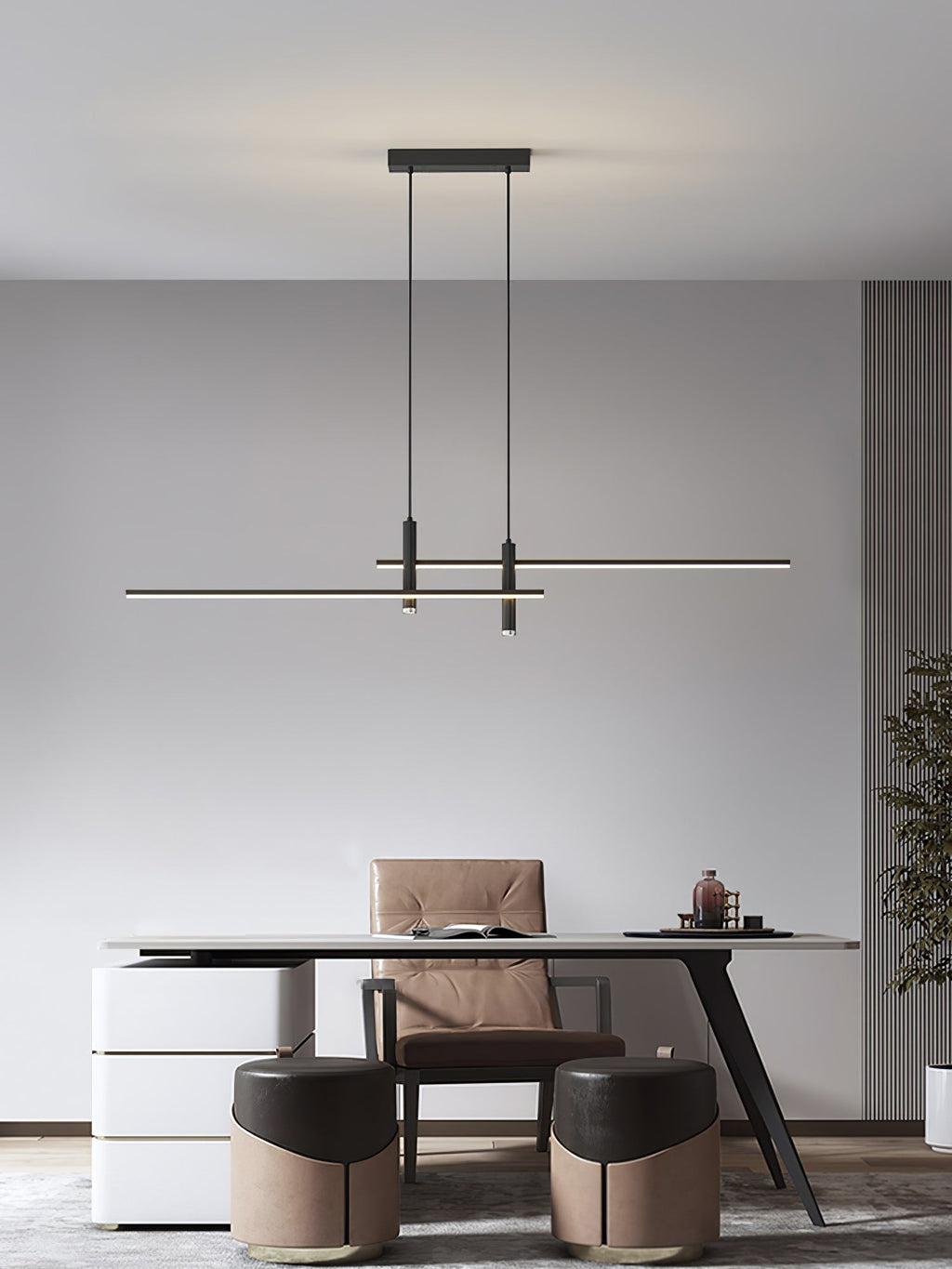 Two Tier Linear LED Pendant Light, Dimmable, Adjustable Drop