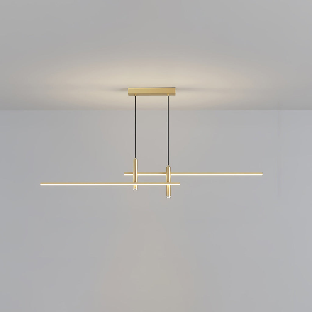 Two Tier Linear LED Pendant Light, Dimmable, Adjustable Drop