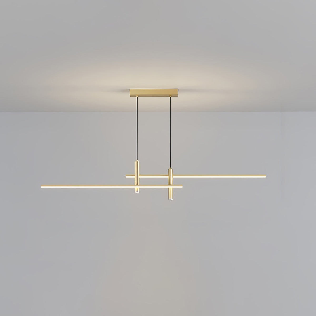 Two Tier Linear LED Pendant Light, Dimmable, Adjustable Drop