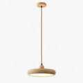 Travertine Pendant Light with White Diffuser and Wood Detail