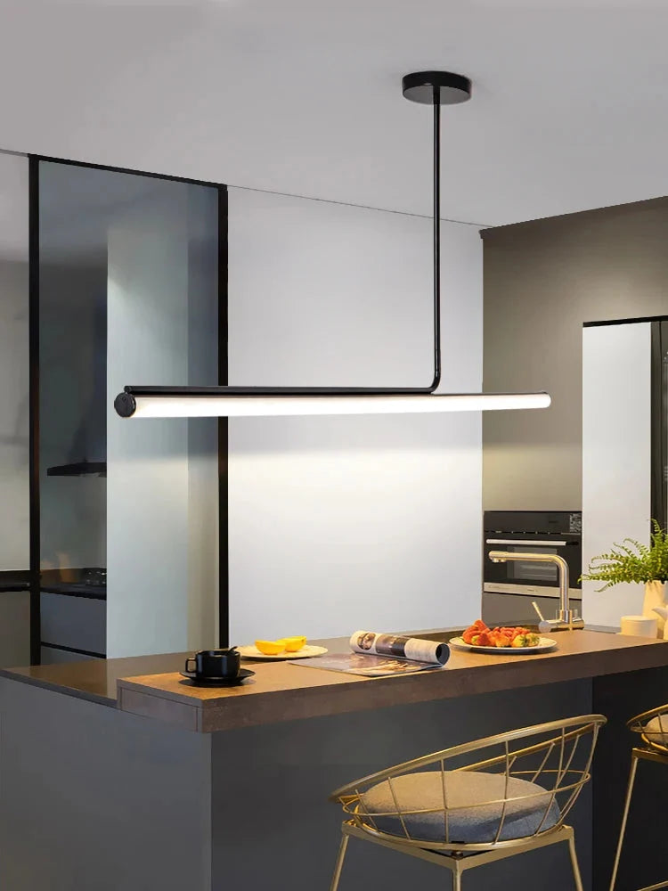 Minimalist LED Tube Pendant Light, Dimmable, 80 to 120 cm