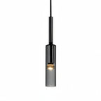 Smoked Glass Cylinder Pendant Light, 8 x 35 cm, E27