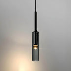 Smoked Glass Cylinder Pendant Light, 8 x 35 cm, E27