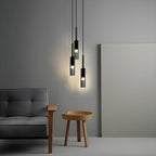 Smoked Glass Cylinder Pendant Light, 8 x 35 cm, E27
