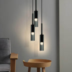 Smoked Glass Cylinder Pendant Light, 8 x 35 cm, E27