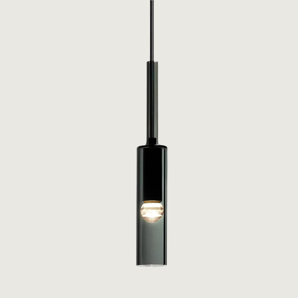 Smoked Glass Cylinder Pendant Light, 8 x 35 cm, E27