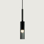 Smoked Glass Cylinder Pendant Light, 8 x 35 cm, E27