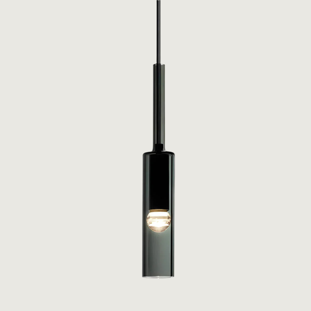 Smoked Glass Cylinder Pendant Light, 8 x 35 cm, E27
