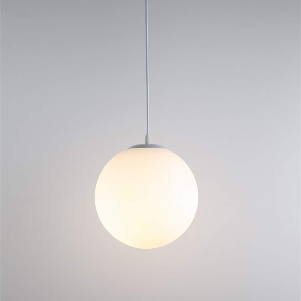 Milk White Glass Globe Pendant Light on Slim Cord, E27