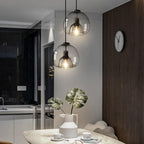 Smoked Glass Dome Pendant Light, 25 cm, E27