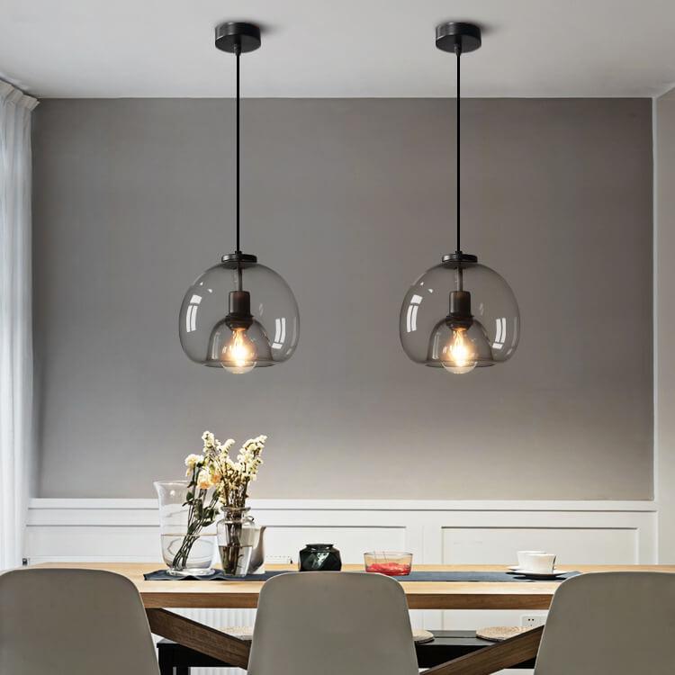 Smoked Glass Dome Pendant Light, 25 cm, E27