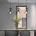 Smoked Glass Dome Pendant Light, 25 cm, E27