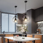 Smoked Glass Dome Pendant Light, 25 cm, E27