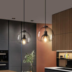 Smoked Glass Dome Pendant Light, 25 cm, E27