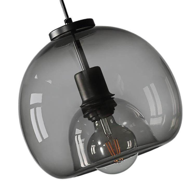 Smoked Glass Dome Pendant Light, 25 cm, E27