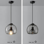 Smoked Glass Dome Pendant Light, 25 cm, E27