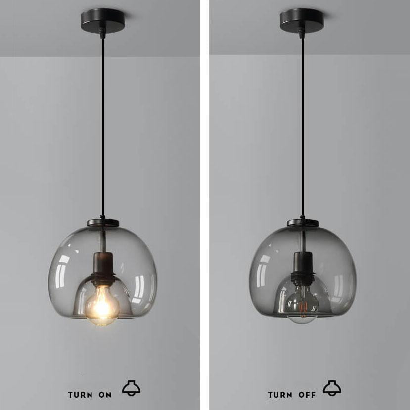 Smoked Glass Dome Pendant Light, 25 cm, E27