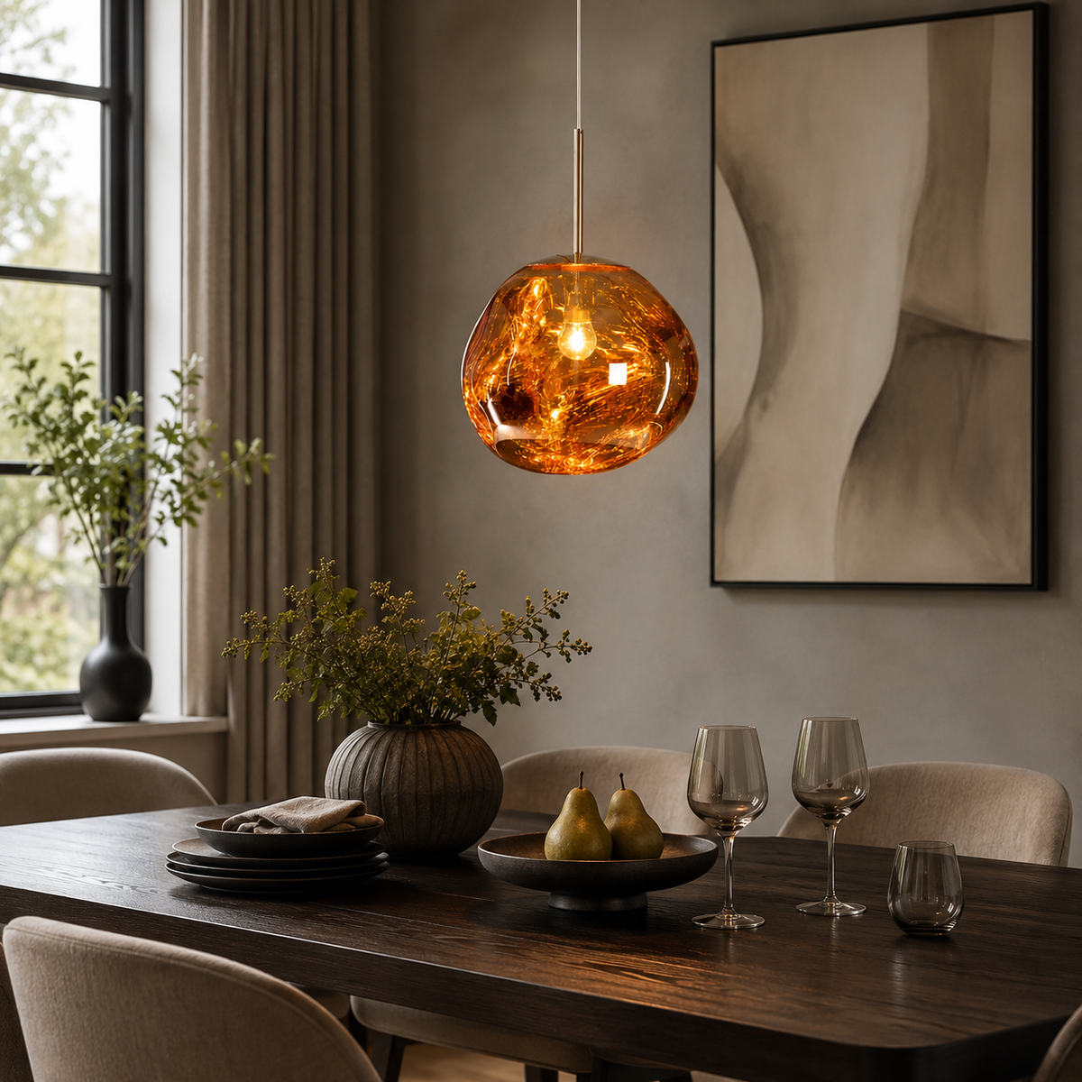 Organic Mirrored Acrylic Pendant Light, Dimmable, E27