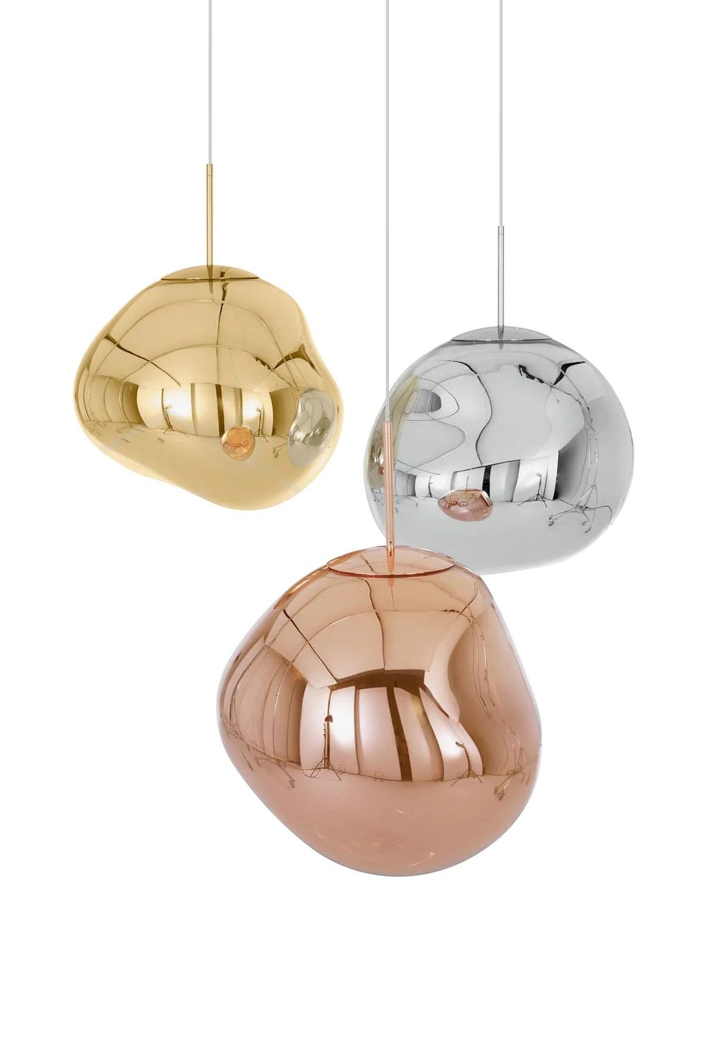 Lava Effect Dome Pendant Light with Mirrored Finish, 4 Sizes