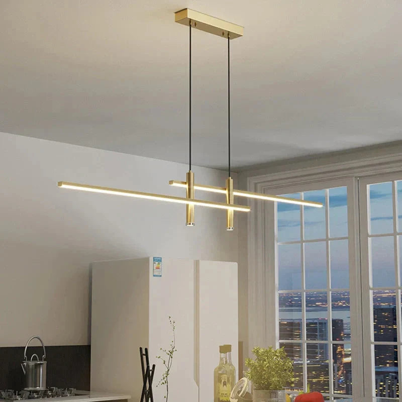 Modern LED Linear Pendant Light with Remote, Dimmable