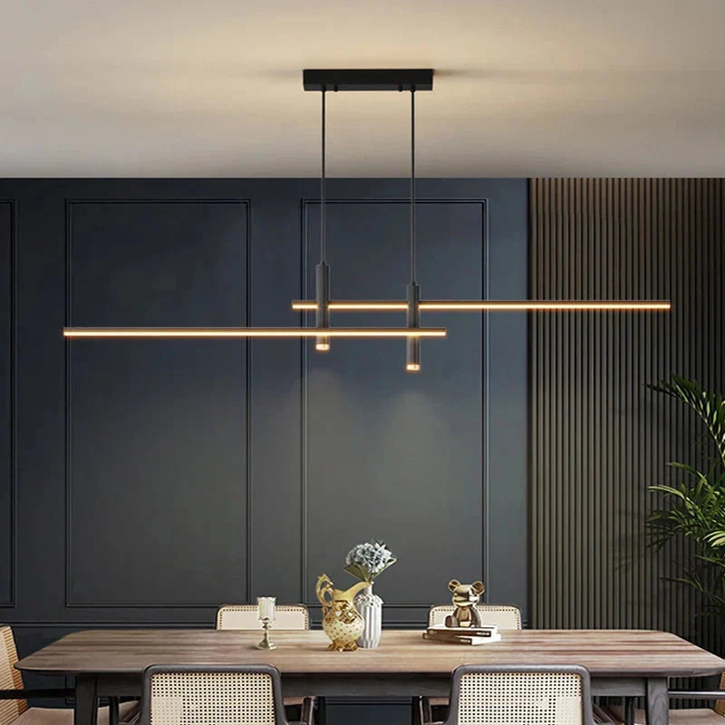 Modern LED Linear Pendant Light with Remote, Dimmable