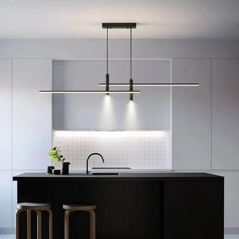 Modern LED Linear Pendant Light with Remote, Dimmable