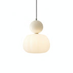 Modern Pendant Light with Sphere Detail and Opal Shade