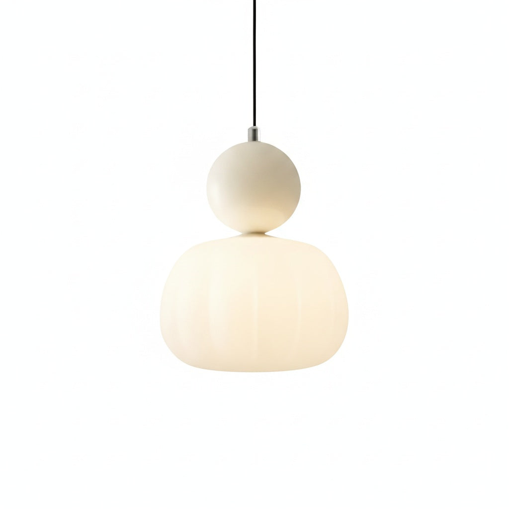 Modern Pendant Light with Sphere Detail and Opal Shade