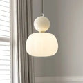 Modern Pendant Light with Sphere Detail and Opal Shade
