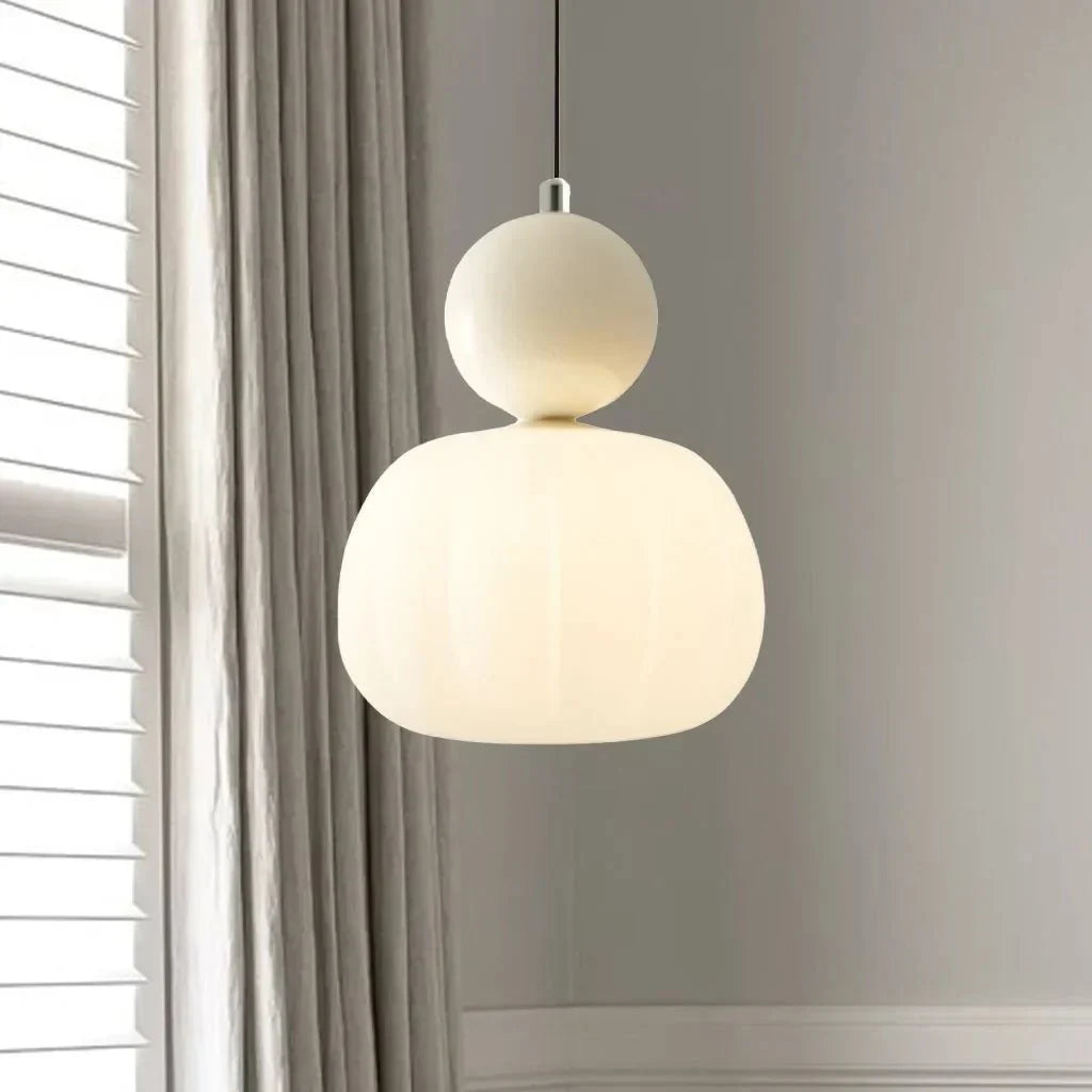 Modern Pendant Light with Sphere Detail and Opal Shade