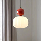 Modern Pendant Light with Sphere Detail and Opal Shade