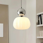 Modern Pendant Light with Sphere Detail and Opal Shade