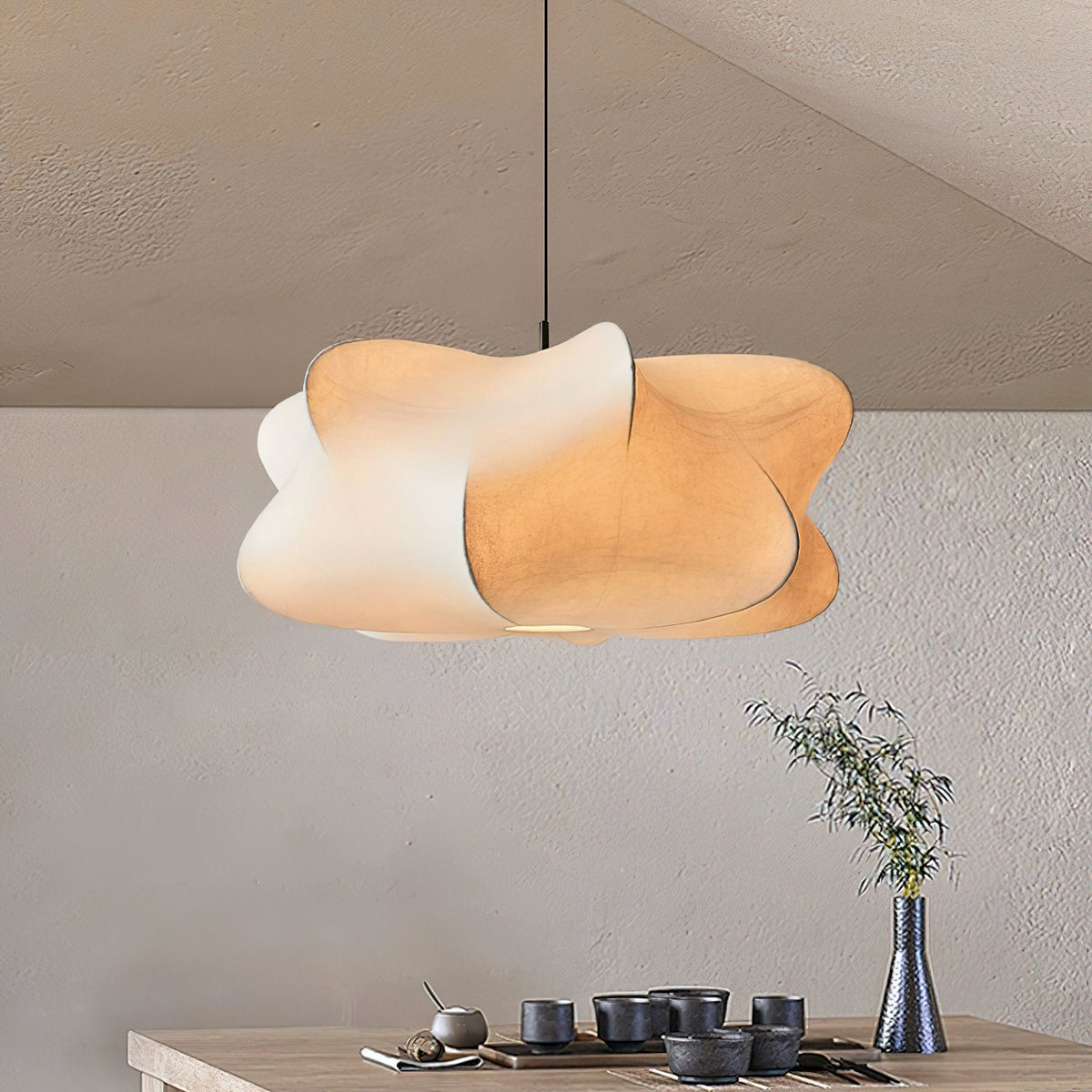 Cloud Shade Pendant Light in Mulberry Silk, 40-60 cm