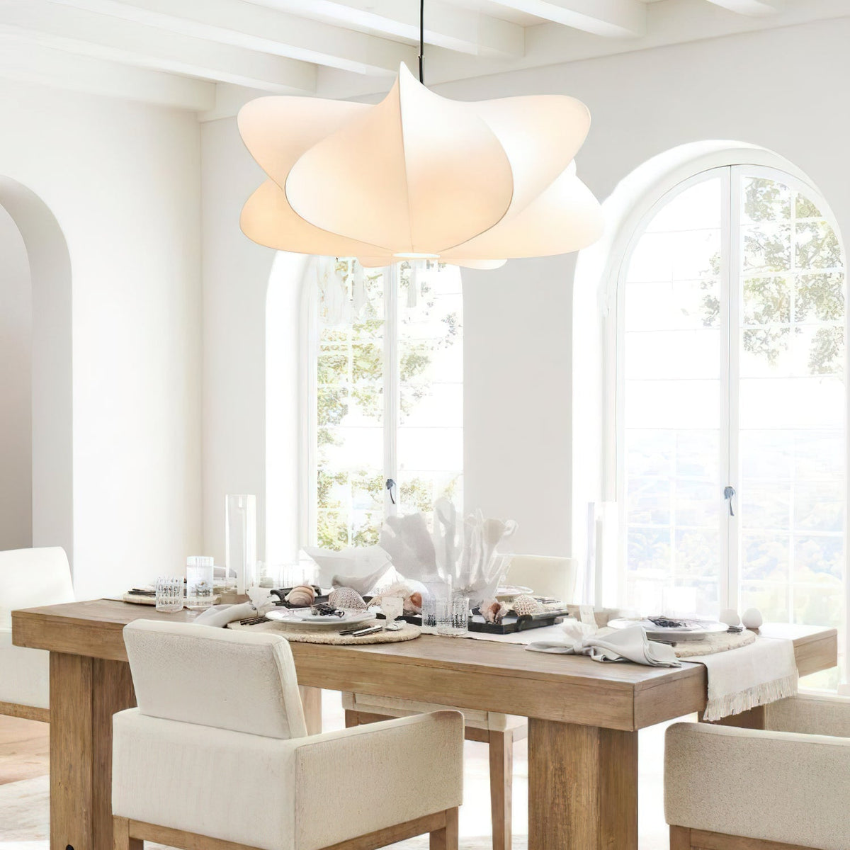 Cloud Shade Pendant Light in Mulberry Silk, 40-60 cm