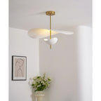 Modernist Floating Petal Pendant Light on Brass-Finish Rod