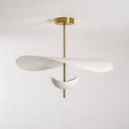 Modernist Floating Petal Pendant Light on Brass-Finish Rod