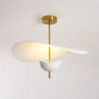 Modernist Floating Petal Pendant Light on Brass-Finish Rod